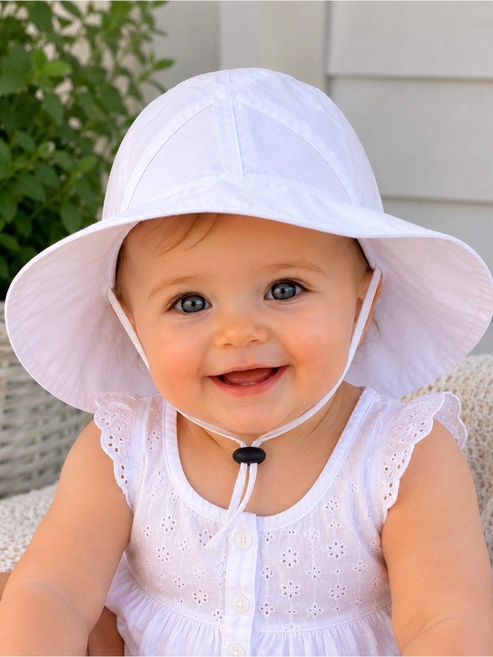 White Baby & Toddler Girls 100% Cotton Sun Hat for Sun Protection Beach or Pool